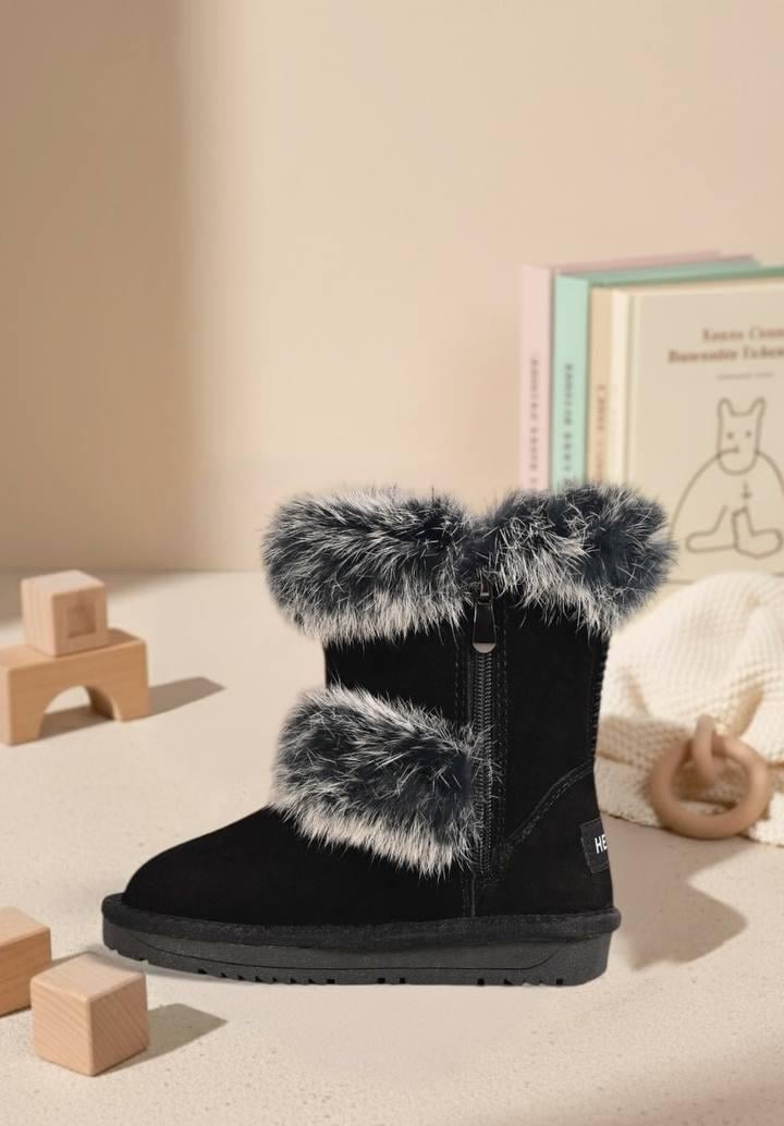 Угги детские Hengji натуральная замша и мех р. 29 Черный (30704856) - фото 2