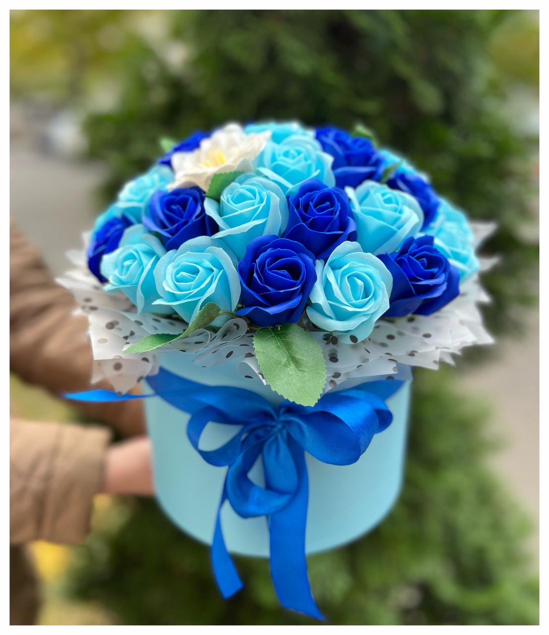 Подарунковий бокс Букет троянд з мила Синій (2122059653) - фото 4