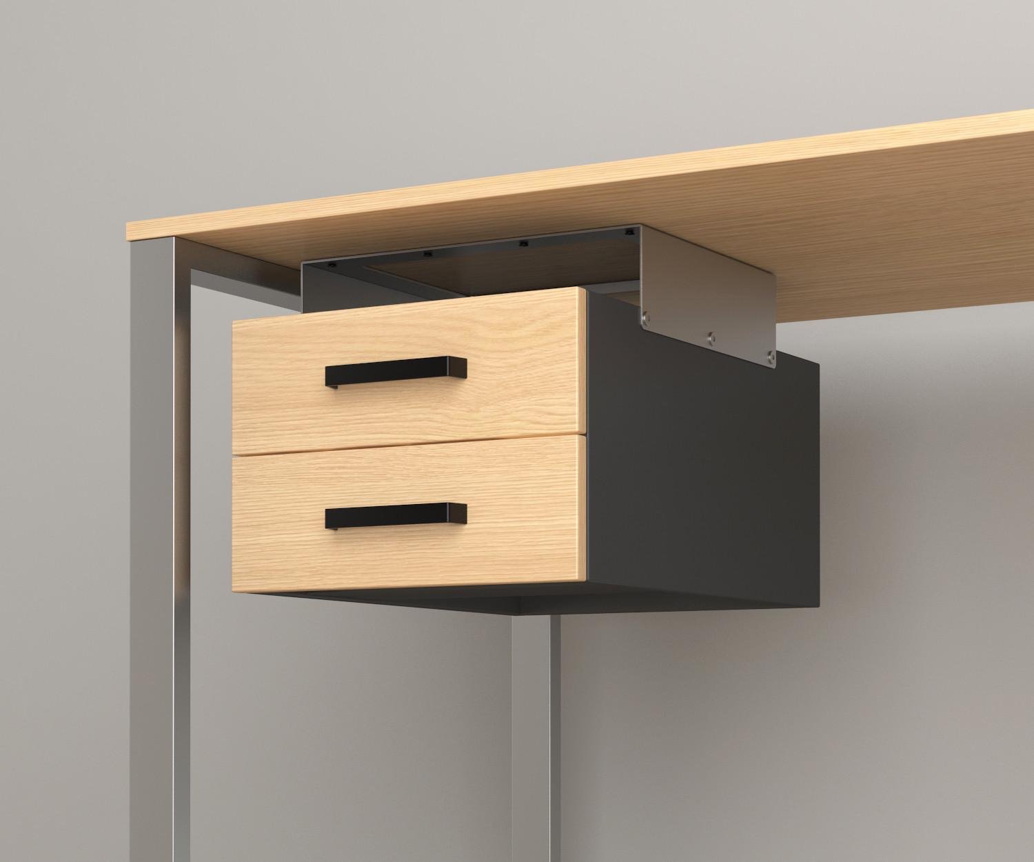 Навесной ящик для стола Loft Design BX-2 Дуб Борас/Серебристый (143559c23102)