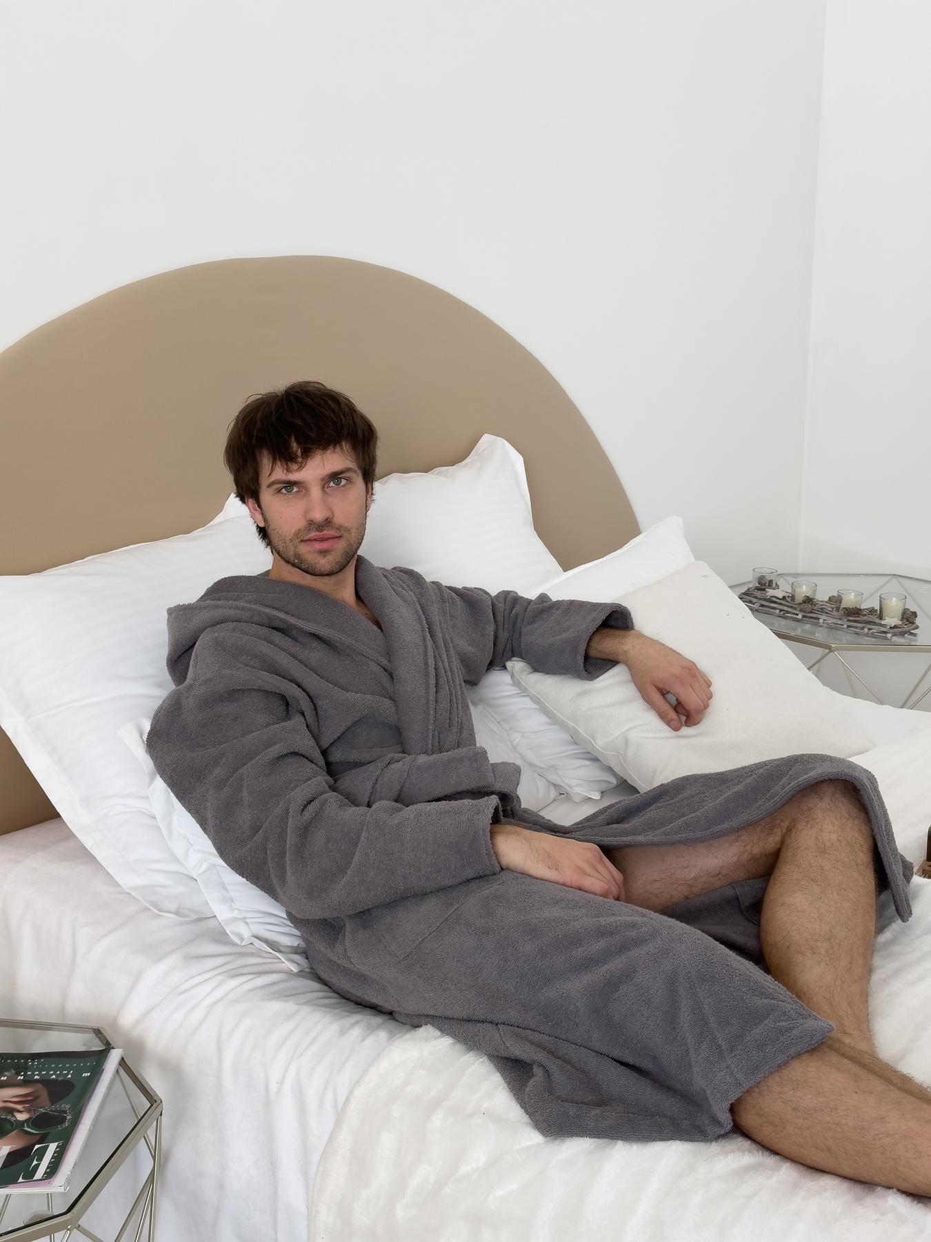 Халат з капюшоном чоловічий COSY Fortune махровий 2XL Сірий (925H1)