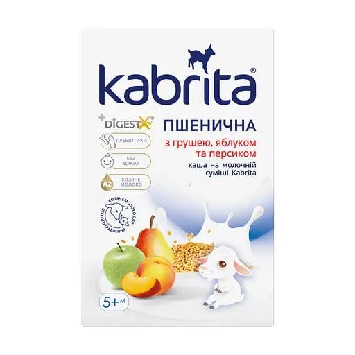 Каша пшеничная Kabrita с грушей, яблоком и персиком на молочной смеси из козьего молока от 6 мес. 180 г (U8716677010960)