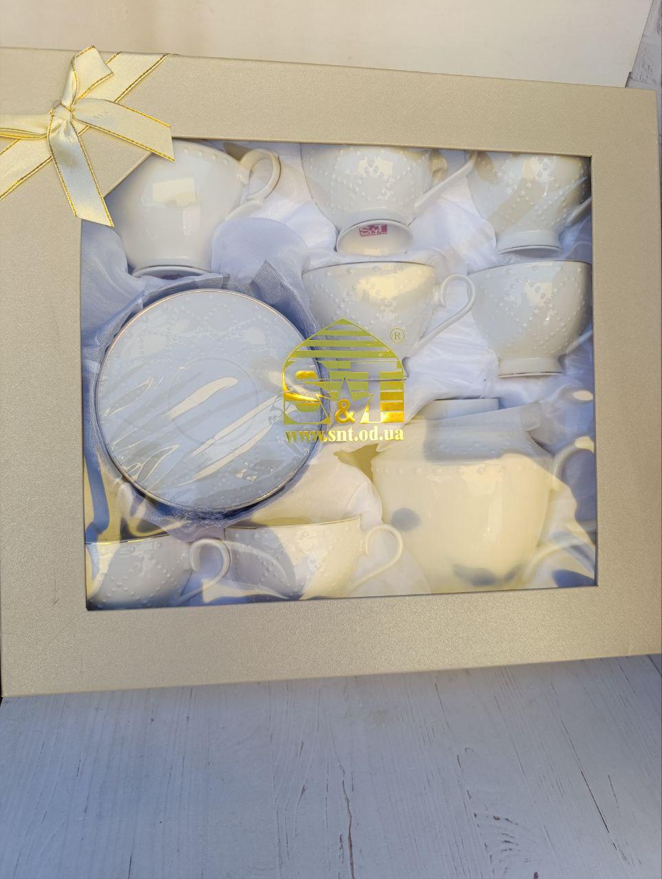 Чайный сервиз SNT Аделин фарфор 14 предметов 250 мл/370 мл/1 л Белый (18042-00) - фото 7 Чайный сервиз SNT Аделин фарфор 14 предметов 250 мл/370 мл/1 л Белый (18042-00) - фото 7