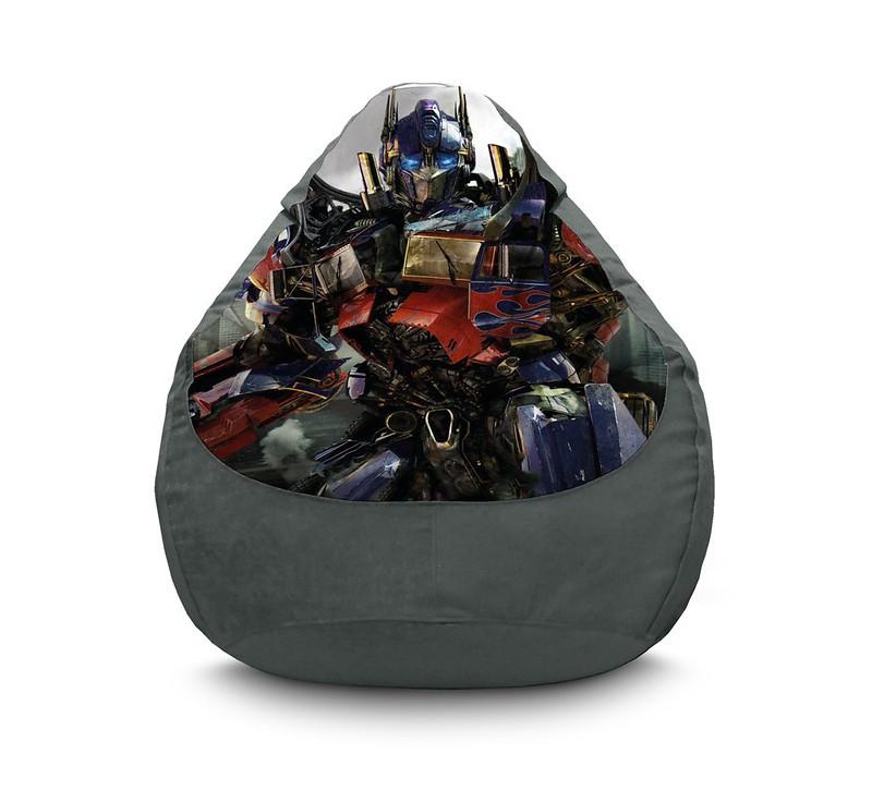 Кресло мешок iPuff Transformers Optimus Prime Флок XXL 90х125 см Серый