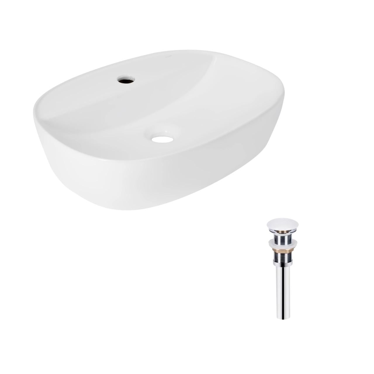 Раковина Qtap Scorpio накладная овальная с донным клапаном PU02 500x380x120 мм White (2612632464)