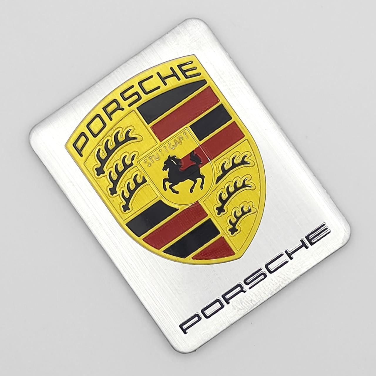 Эмблема алюминиевая Porsche 4,5х3,5 см алюминий Хром глянцевый (3037147695)