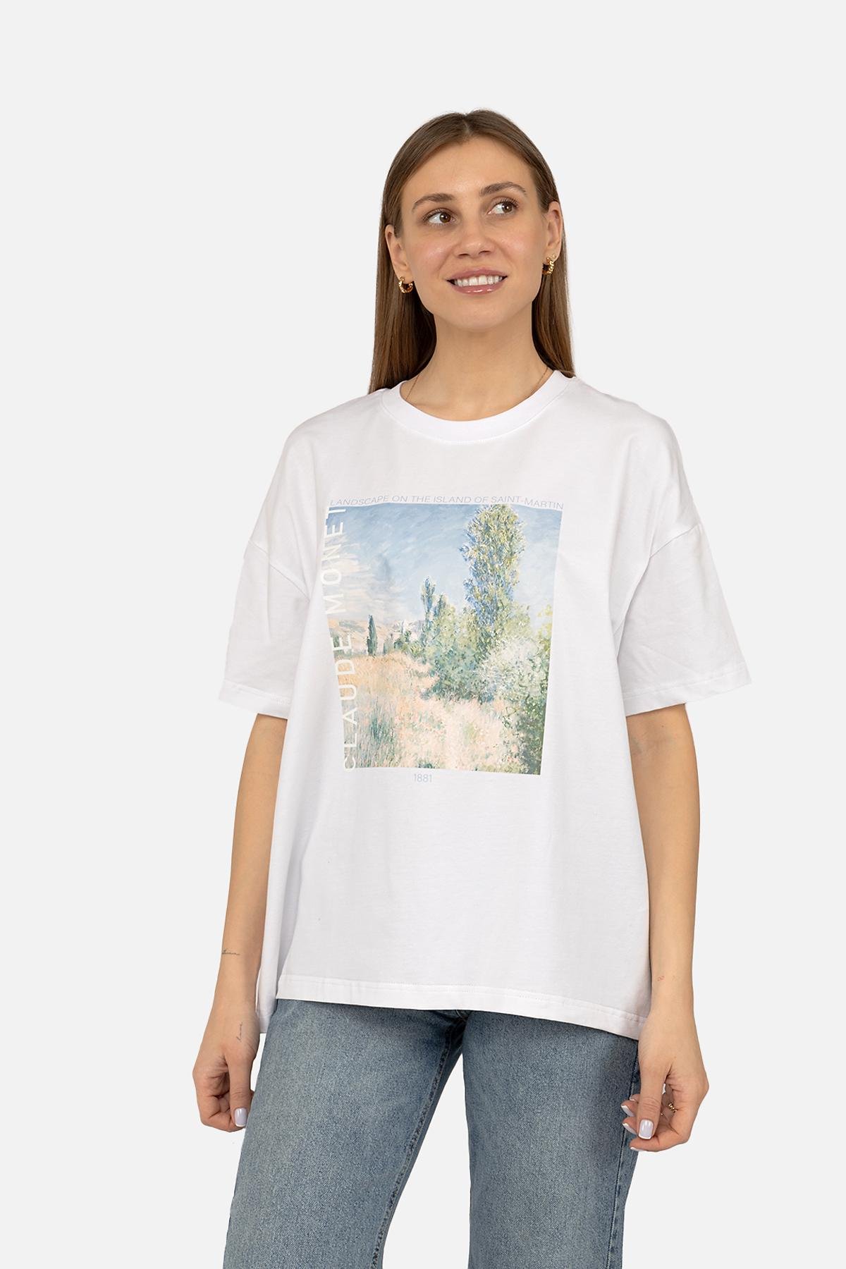 Футболка женская ЦБ-00270136 с коротким рукавом р. 46 Белый (SKT001045627)