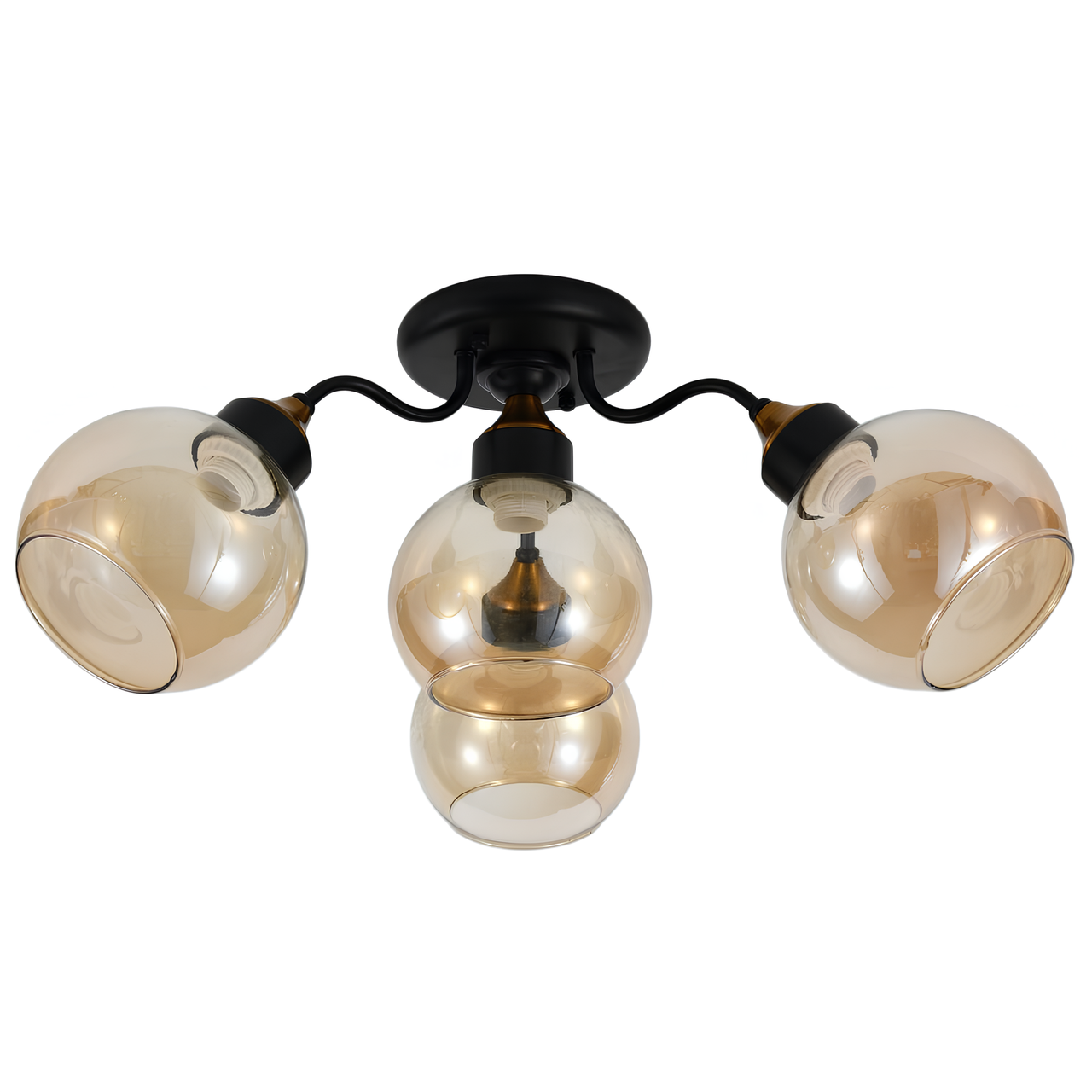 Люстра Sirius с металлическим каркасом под четыре лампы Е27 Черный (L0014-3+1 BK+Wood)