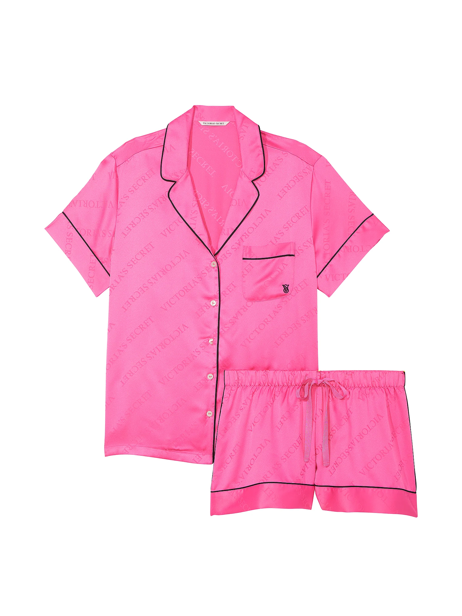 Піжама жіноча Victoria's Secret Satin Short Pajama Set сатинова S Рожевий (15410277) - фото 3