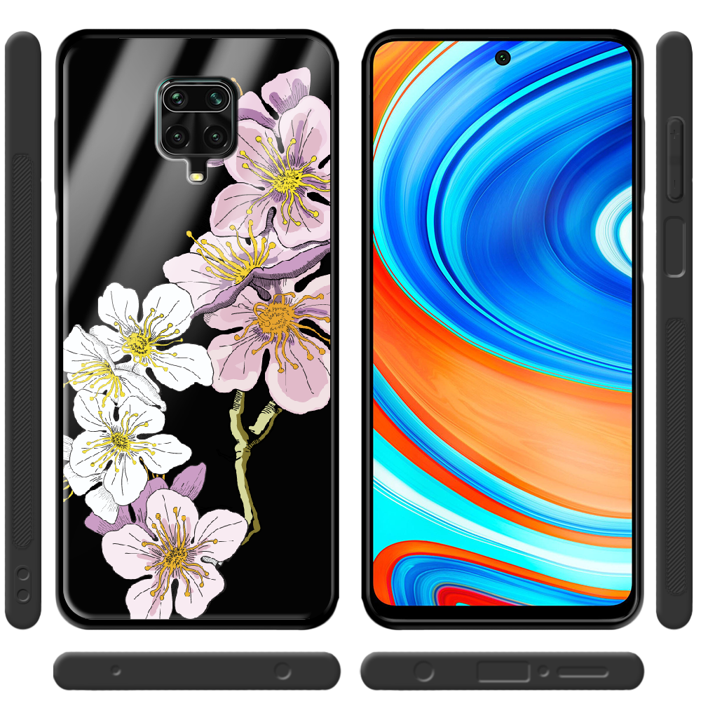 Чехол Boxface Xiaomi Redmi Note 9S Cherry Blossom Черный силикон со стеклом (39475-cc4-40098) - фото 2