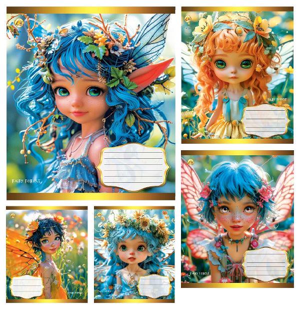 Зошити учнівські Тетрада Феї в лінію тверда палітурка 12 арк. 25 шт. (MTT-199173)