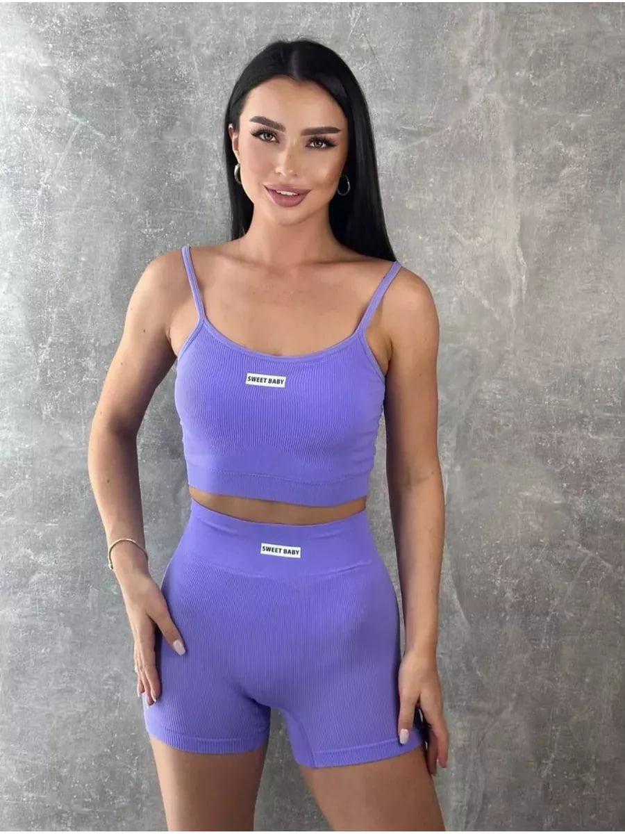 Костюм жіночий велосипедки і топ в рубчик (172)