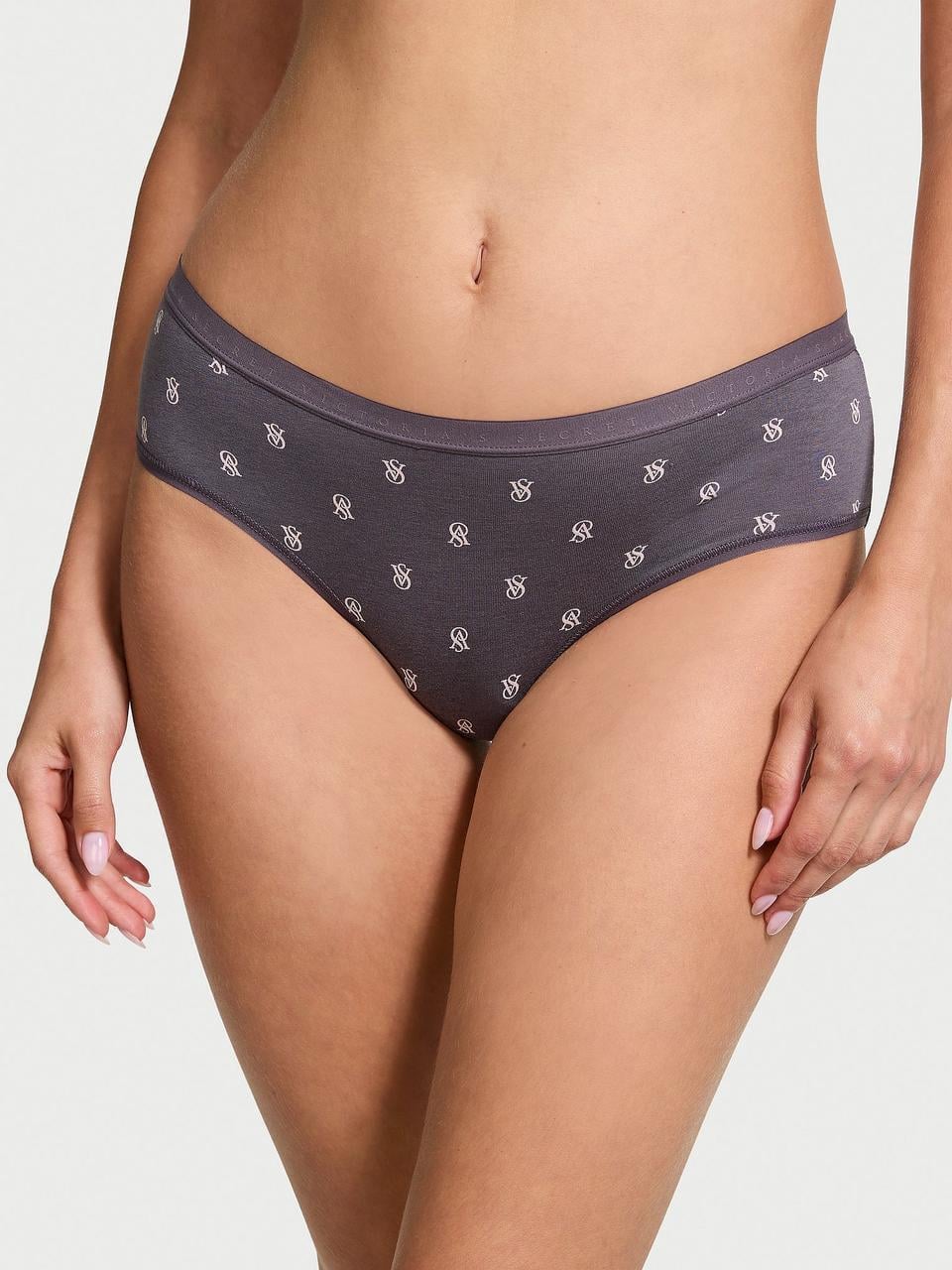 Трусики женские Victoria's Secret Stretch Cotton Tornado Logos хипстеры M Серый (2350672215)