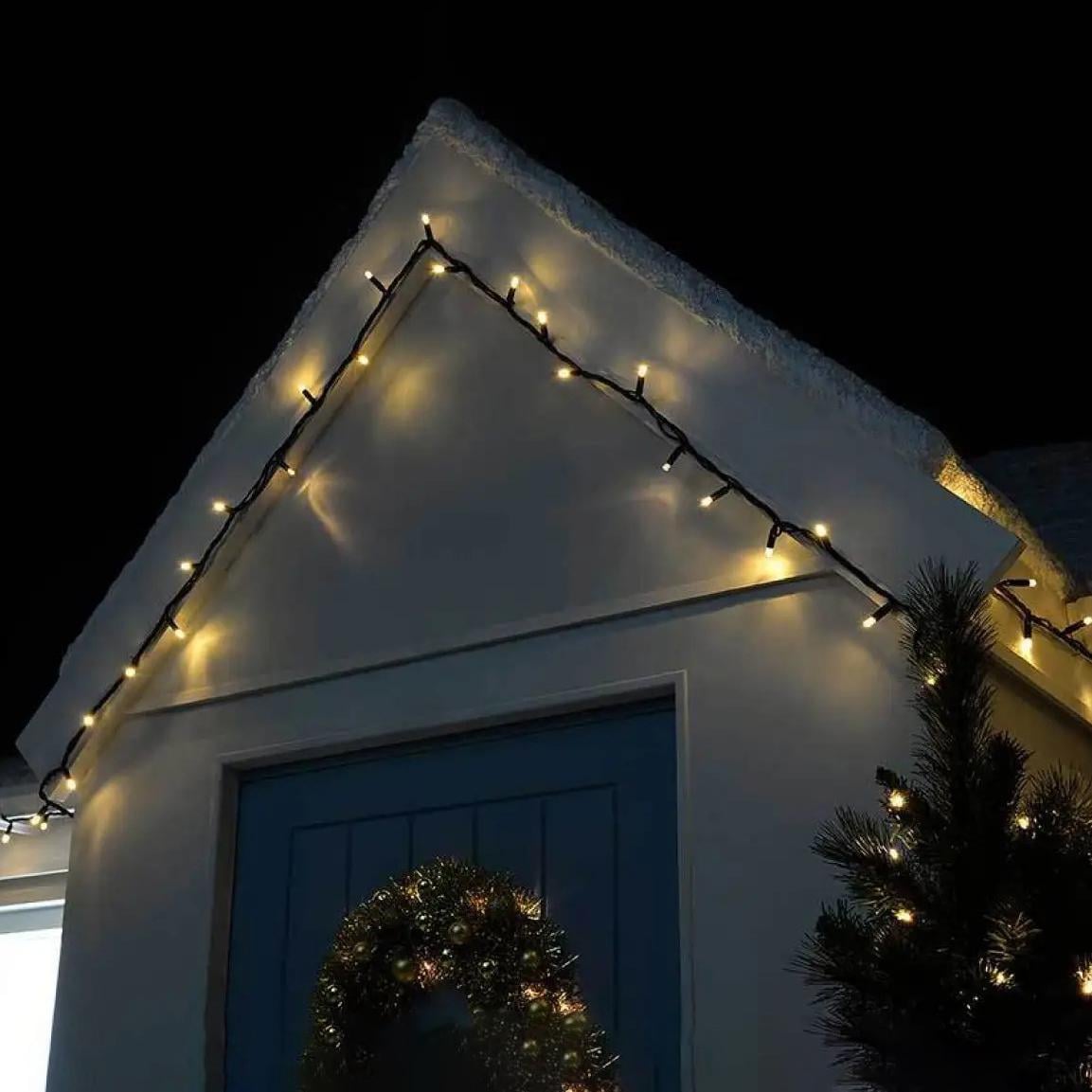 Гирлянда нить 100 LED 10 м 220 В Черный провод Теплый белый