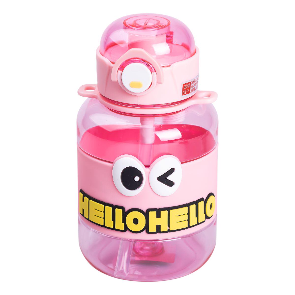 Пляшка для води дитяча з трубочкою з ручкою та ремінцем 680 мл Рожевий (6772) - фото 3 Пляшка для води дитяча з трубочкою з ручкою та ремінцем 680 мл Рожевий (6772) - фото 3