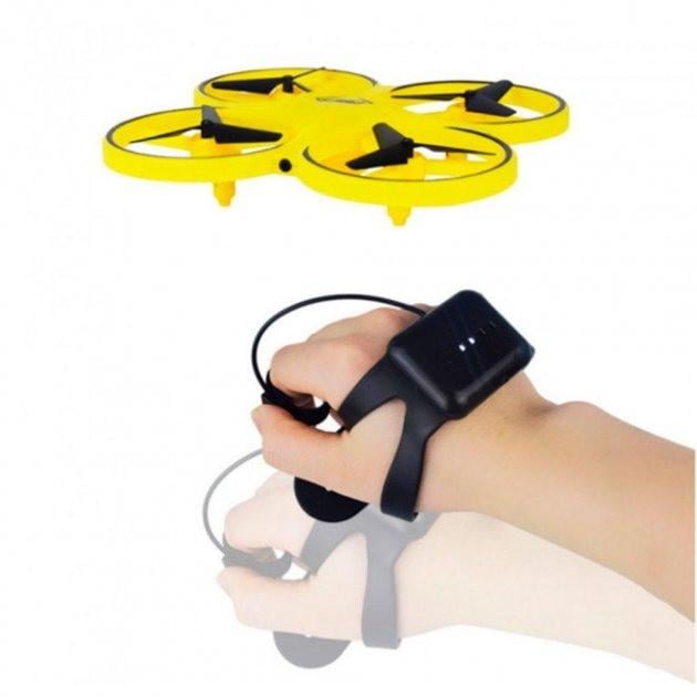 Дрон с управлением жестами сенсорный Желтый - фото 3 Дрон с управлением жестами сенсорный Желтый - фото 3