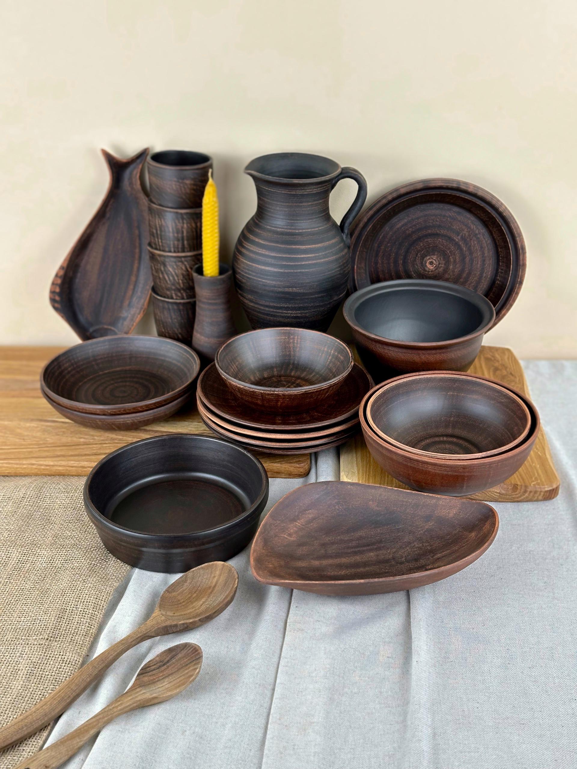 Набор керамической глиняной посуды Рождественский На Святвечер на 4 человек гладкий (3128-3)