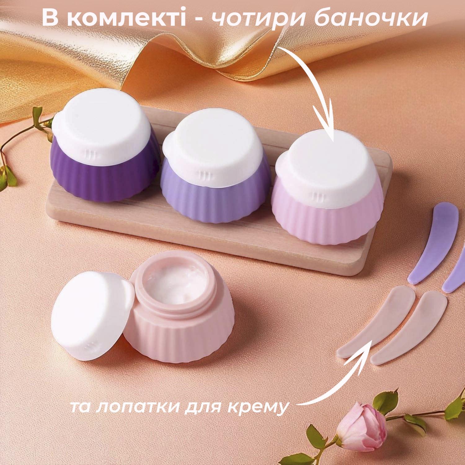 Дорожный набор баночек для косметики Univerza силиконовый 4 шт. по 40 мл в косметичке Синий - фото 3