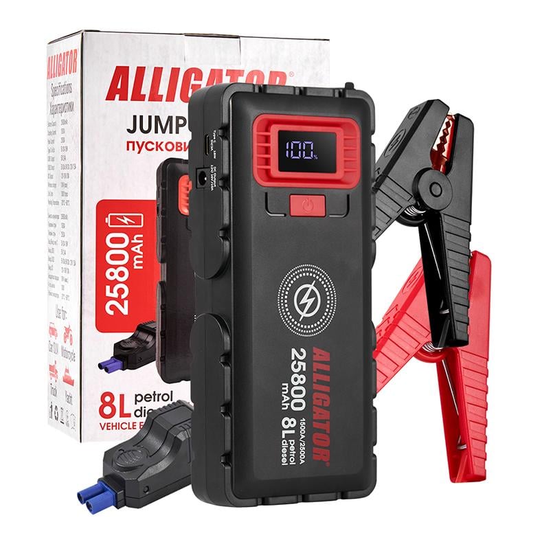 Пусковое устройство Alligator Jump Starter 1500A/2500A 25800 mAh со Smart-клеммами (JS848) - фото 5