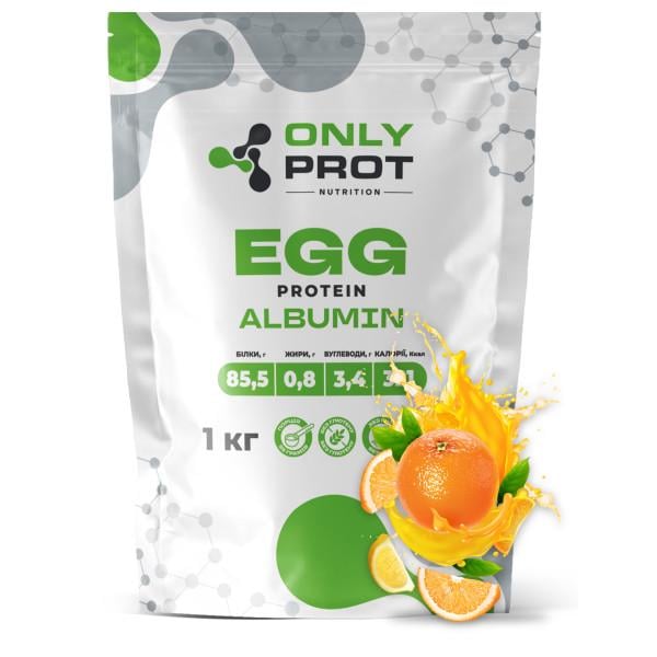 Протеїн яєчний альбумін ONLY PROT NUTRITION Egg Protein сухий білок в порошку 1 кг Апельсин (21-145-egp-ap-1kg)