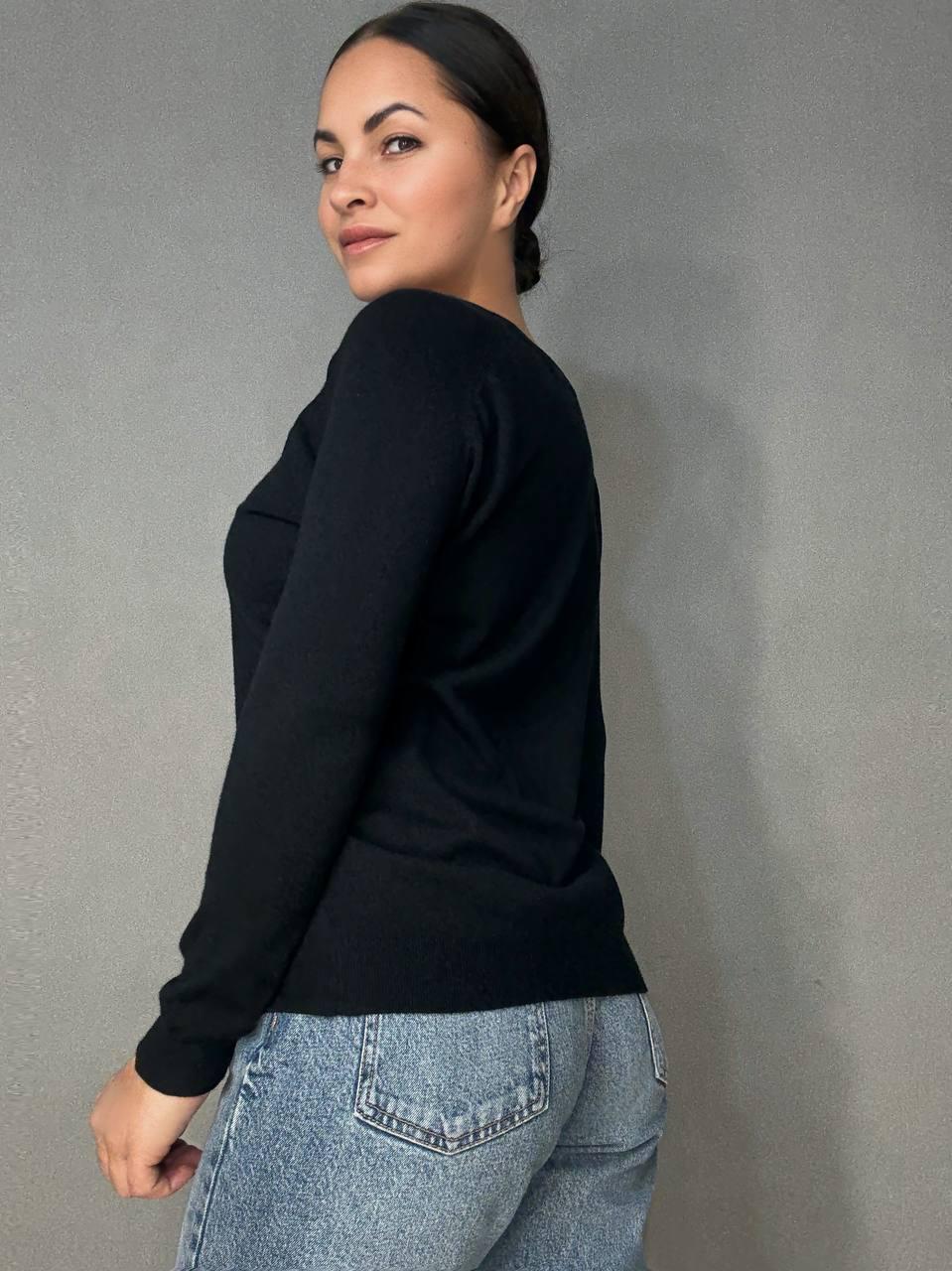 Джемпер жіночий ACCORDDREAM 9377 тонкий светр простий базовий однотонний OS Чорний (1288) - фото 3 Джемпер жіночий ACCORDDREAM 9377 тонкий светр простий базовий однотонний OS Чорний (1288) - фото 3