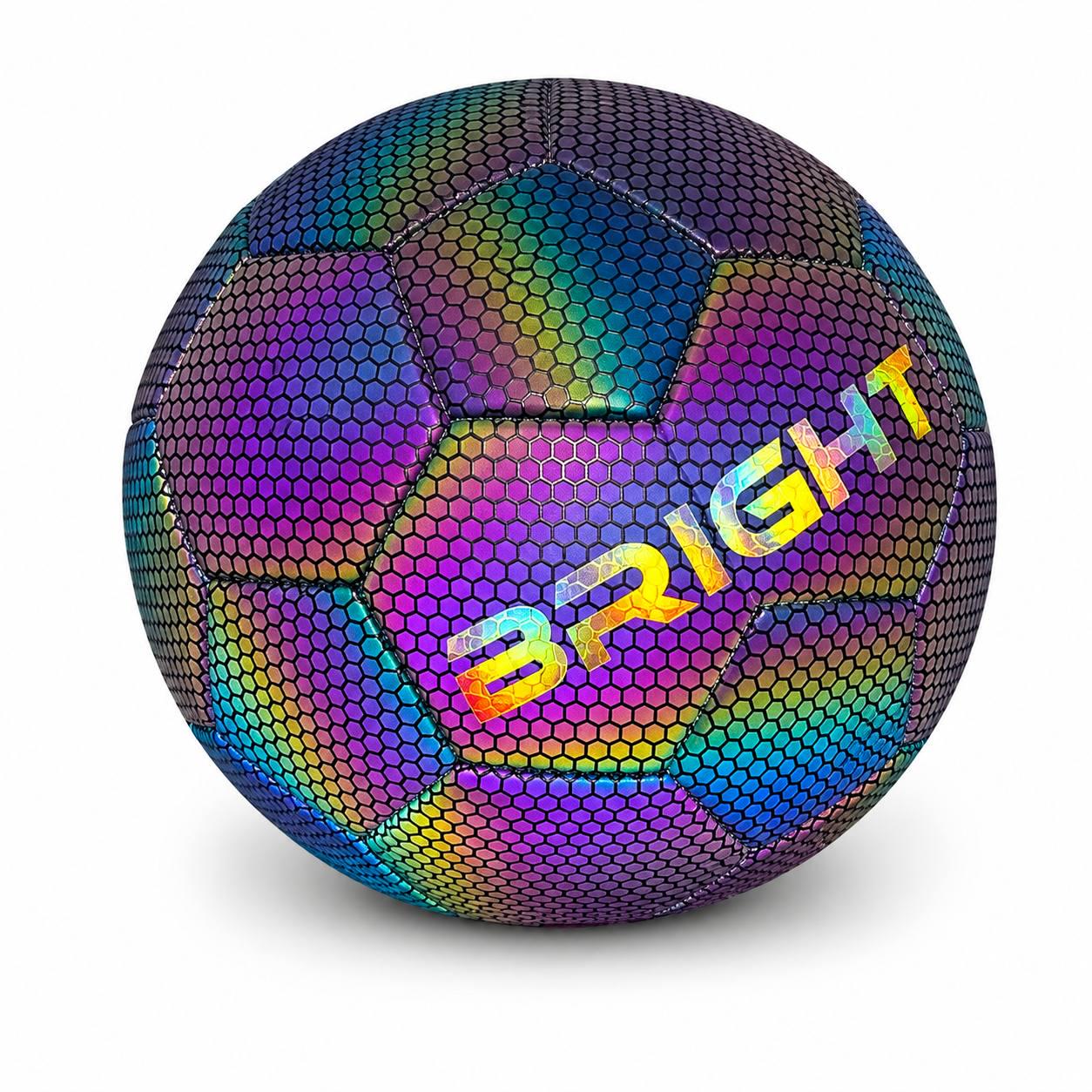 Футбольний м'яч голографічний BRIGHT світловідбиваючий 21 см Різнокольоровий (M1054)