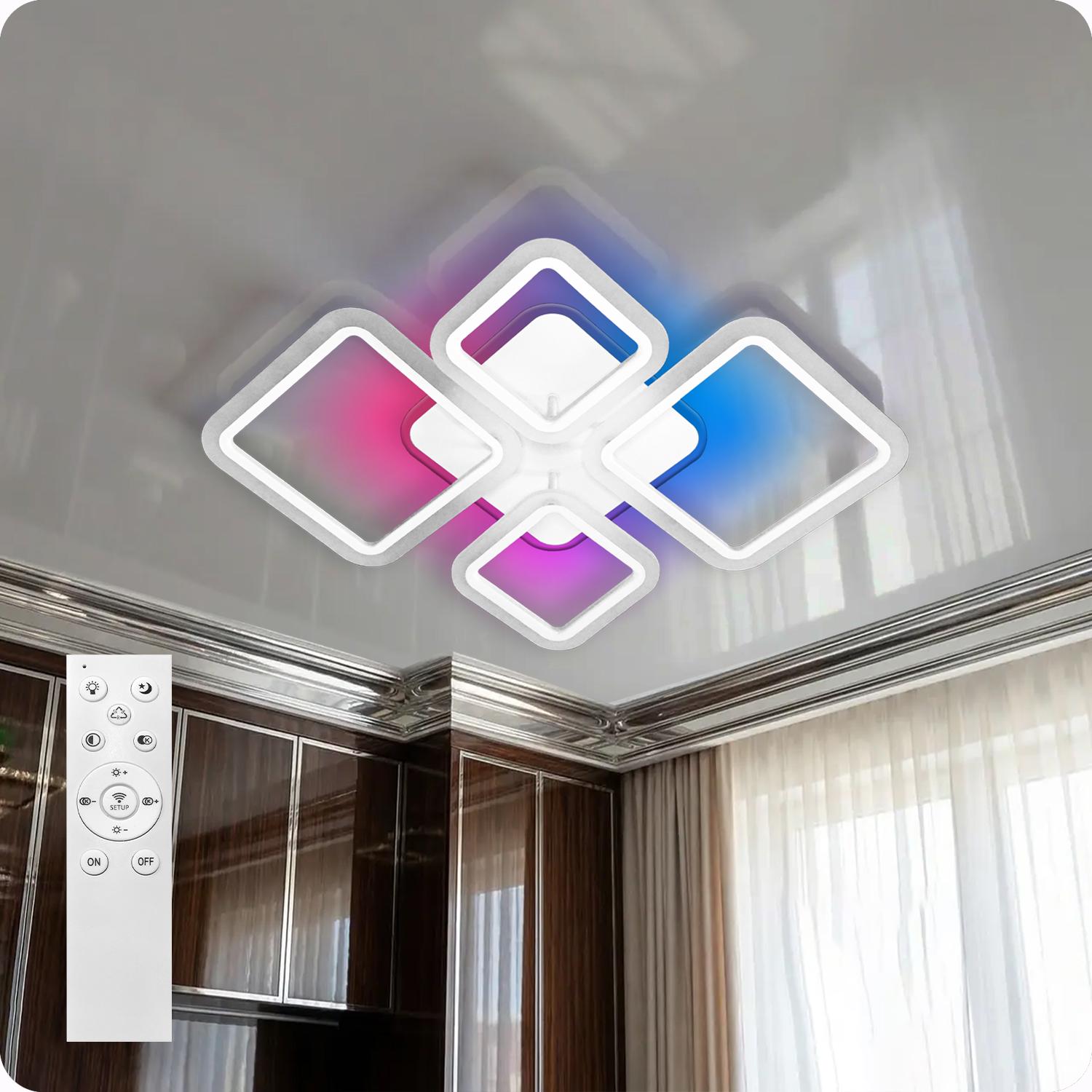 Люстра светодиодная 517 Light 3color с пультом 96 Вт Белый (01719)