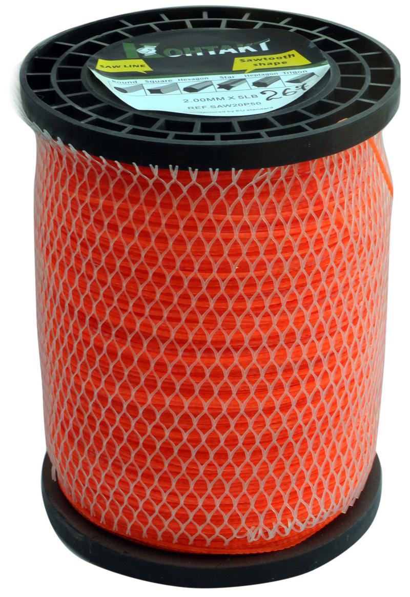 Леска косильная для триммера 2 мм с режущими зубами 5 LB 630 м