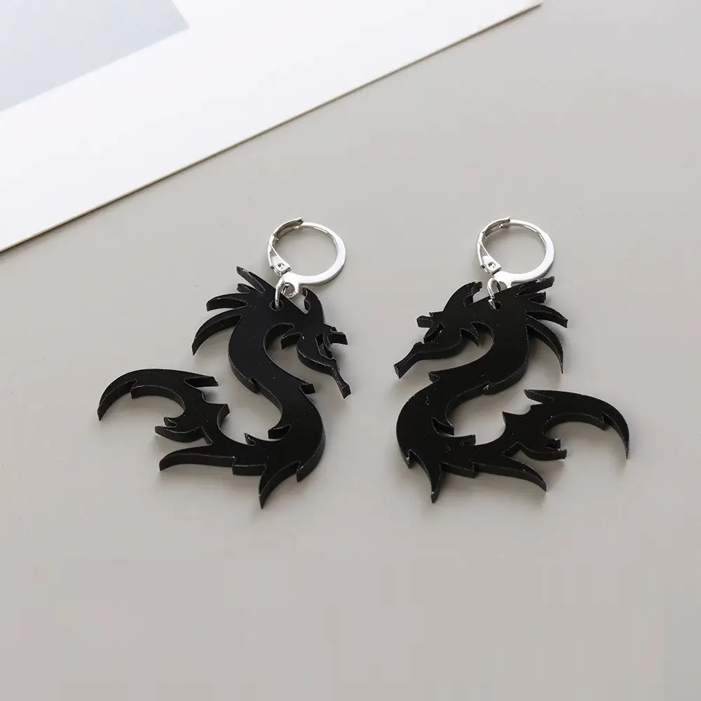 Сережки у вигляді дракона Чорний (1540255957)
