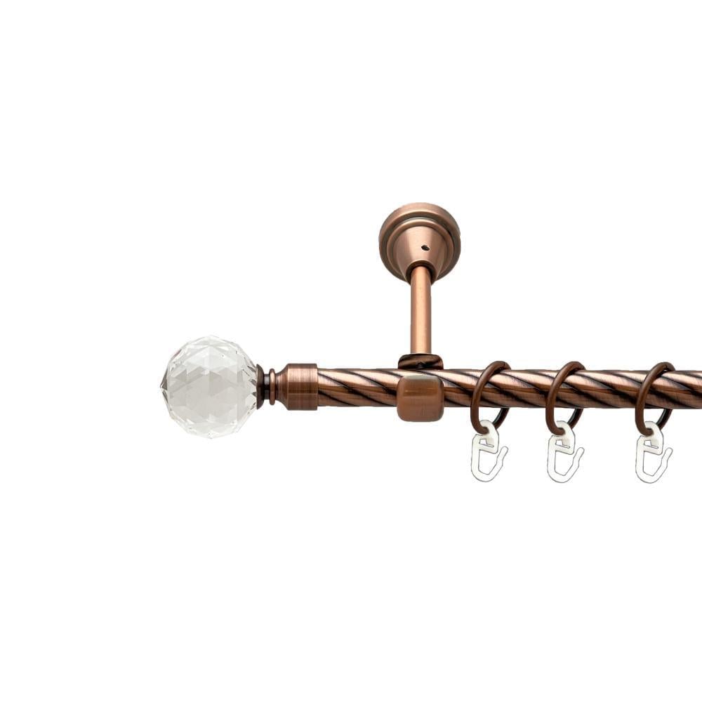 Карниз металлический Orvit Люмиера однорядный открытый/скрученная труба/кольцо металлическое Медь 16 мм 240 см (00-00025186)