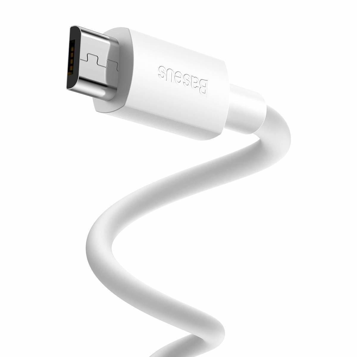 Кабель Baseus Simple Wisdom Data Cable Kit USB to Micro 2,1A 1,5 м White - фото 2