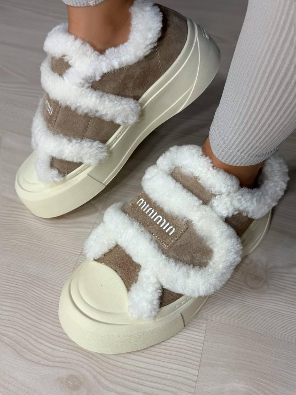 Кеди жіночі Hengji 15-3 з хутром та опушкою на липучці р. 37 Бежевий (5316) - фото 8