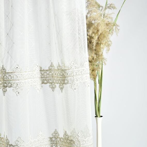 Тюль фатин IDEIA La Roch V-4 з вишивкою 2,95 м Бежевий (2200004242705)