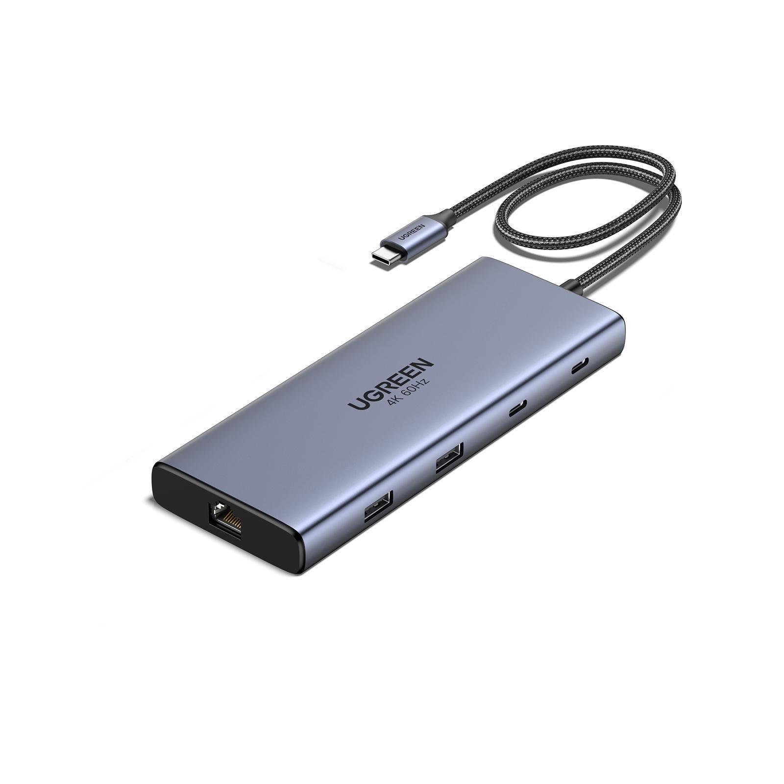 Док-станція UGREEN 10 в 1 2хHDMI 4K 60Гц/2xUSB-A 2xUSB-C 3.2 10 Гбіт/с Ethernet 1 Гбіт/с SD/TF/PD 100Вт Сірий (45380) - фото 9 Док-станція UGREEN 10 в 1 2хHDMI 4K 60Гц/2xUSB-A 2xUSB-C 3.2 10 Гбіт/с Ethernet 1 Гбіт/с SD/TF/PD 100Вт Сірий (45380) - фото 9