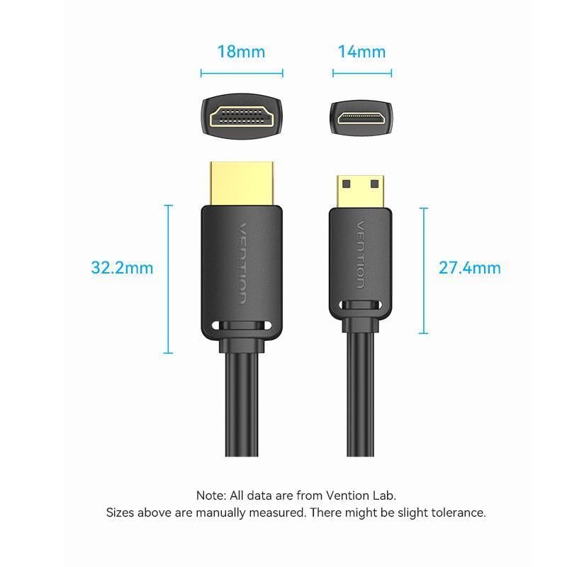 Кабель двунаправленный Vention mini HDMI-HDMI 2.0 4K 60Hz 18 Гбит/с HDR 3D Dolby 1080P 120Hz HDMI-C на HDMI-A 2 м Черный (AGHBH) - фото 10