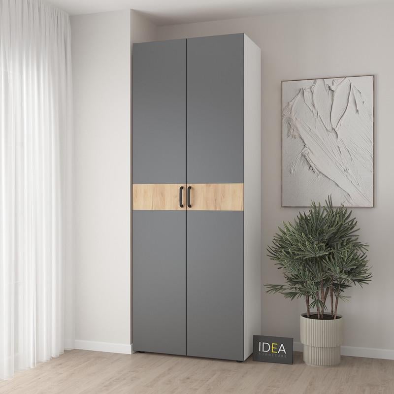 Шафа для одягу Idea С-10.4 комбінована Білий/Асфальт (2080)