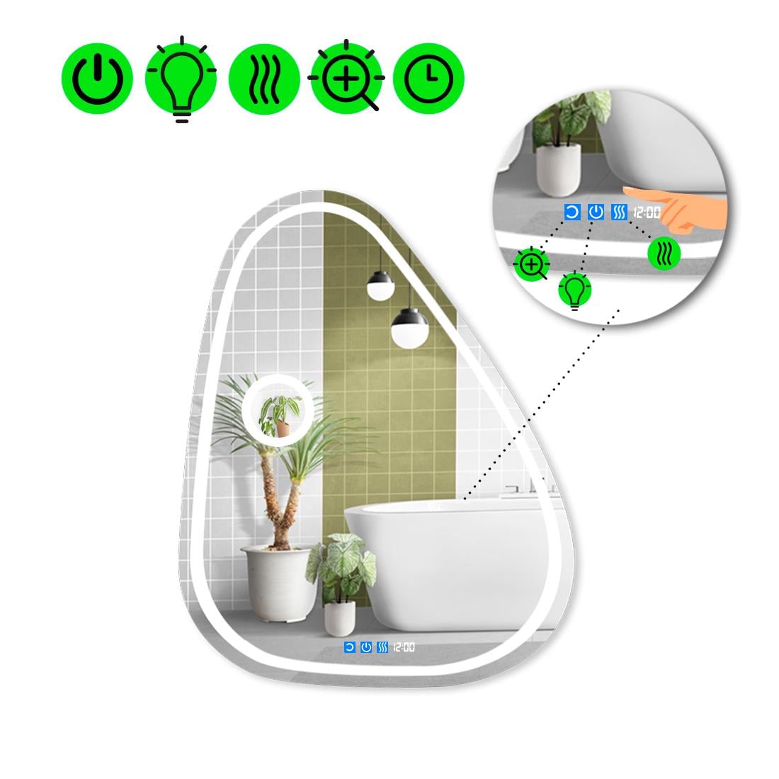 Дзеркало з LED підсвіткою Doccia 1 з трьома сенсорами 60x50 см (8737956)