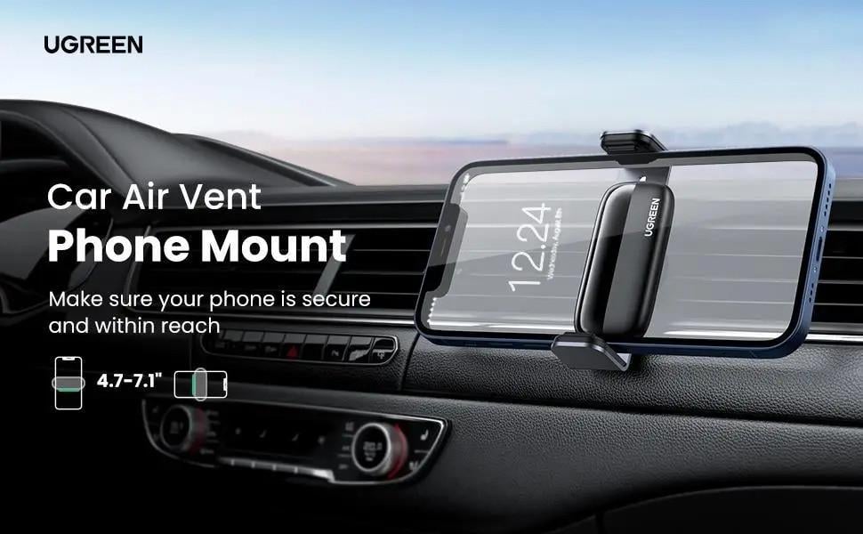 Автодержатель Ugreen Air Vent Mount LP120 универсальный 360° Черный - фото 8