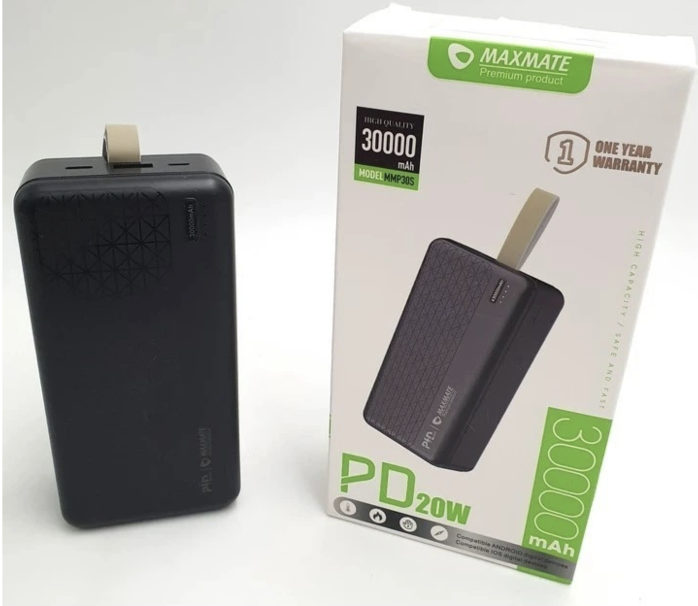 Повербанк зі швидкою зарядкою Maxmate ЧЕСНІ 30000 mAh QC PD 20W