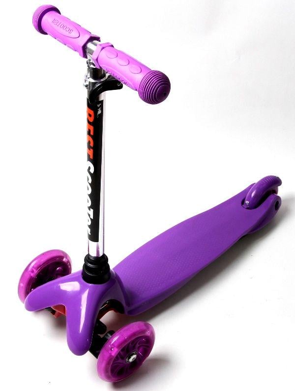 Самокат детский трехколесный Micro Mini Violet с регулируемой ручкой и светящимися колесами Фиолетовый (307)