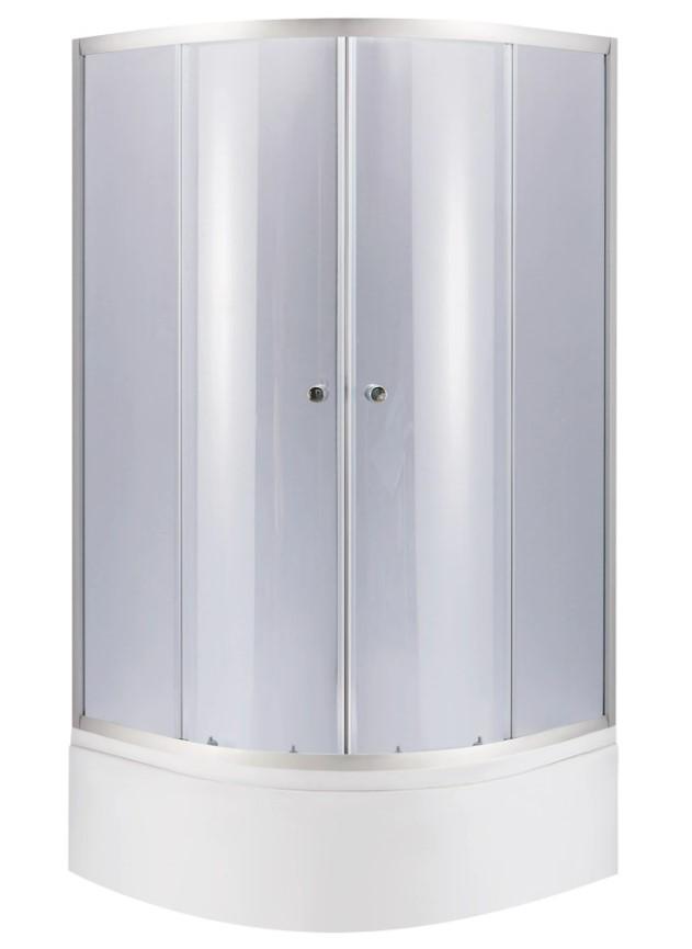 Душова кабіна напівкругла Lidz Latwa SC90x90.SAT.HIGH.GR скло тоноване 4 мм з душовим піддоном Kapielka ST 90x90x41 см з панеллю (64615)