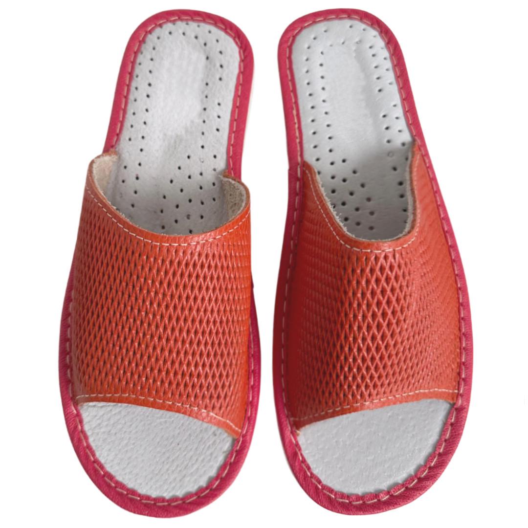 Домашні тапочки жіночі з натуральної шкіри р. 36 Помаранчевий (2632434217)