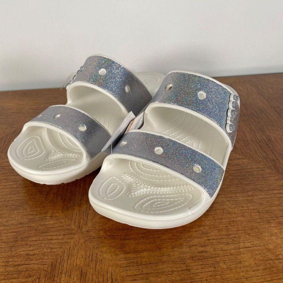 Шльопанці жіночі утеплені Crocs Classic Crocs Glitter Sandal р. 39-40 Білий (14992) - фото 3