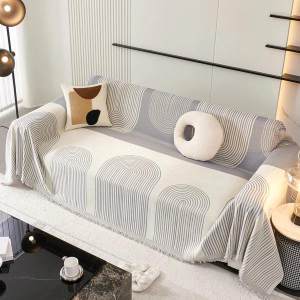 Плед покрывало на диван и кровать для мягкой мебели с узором 180х230 см Бело-серый - фото 5 Плед покрывало на диван и кровать для мягкой мебели с узором 180х230 см Бело-серый - фото 5