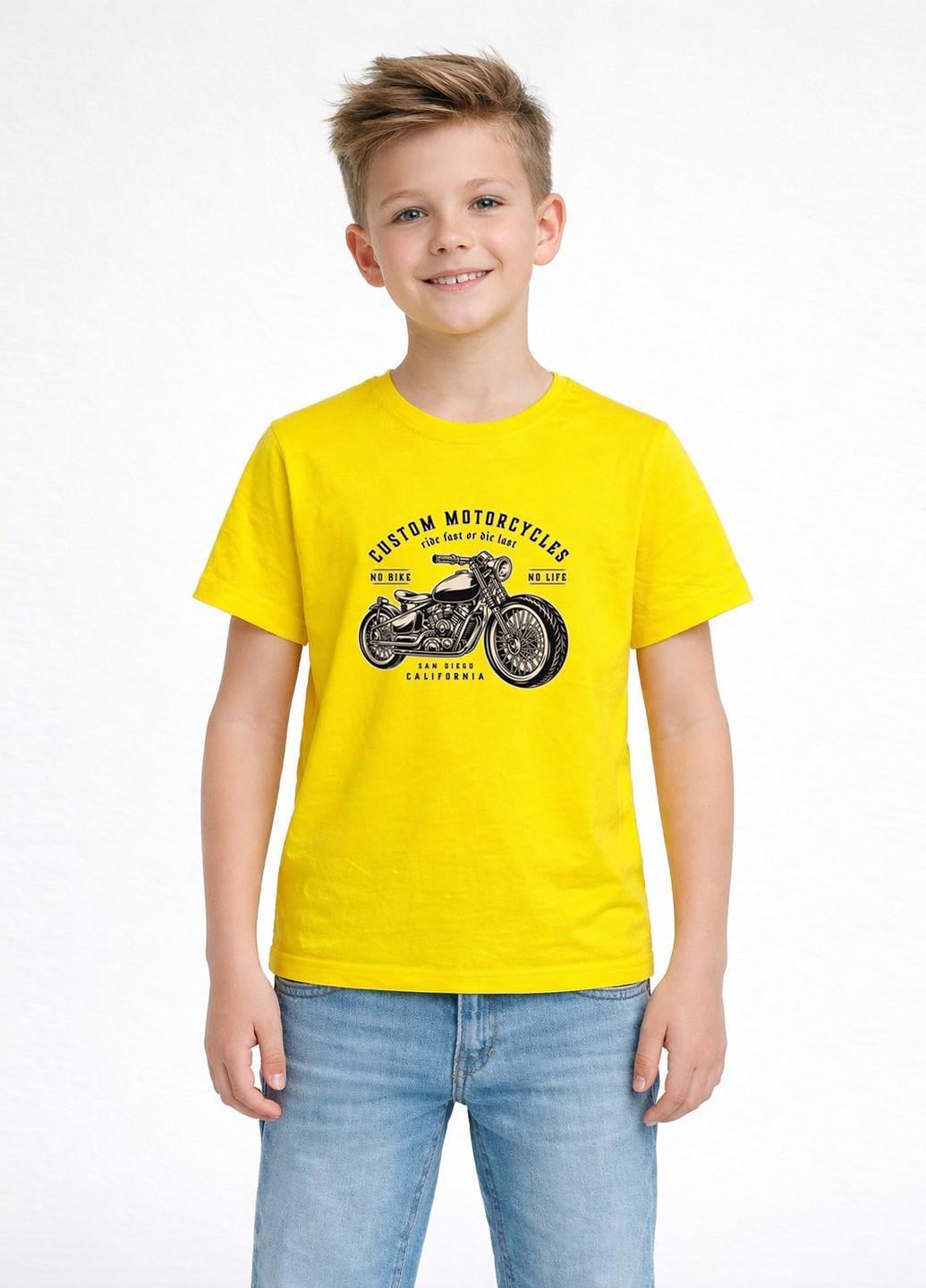 Футболка дитяча Наталюкс "Motorcycle" р. 36 134-140 см Жовтий (1238053064751)