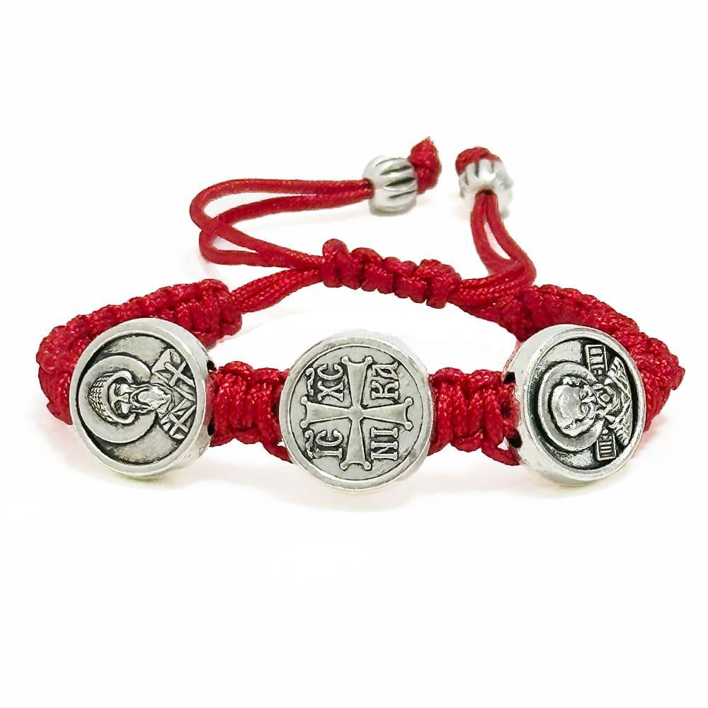 Браслет з іконою Святого Спиридона та Святого Миколая Червоний (213011942)