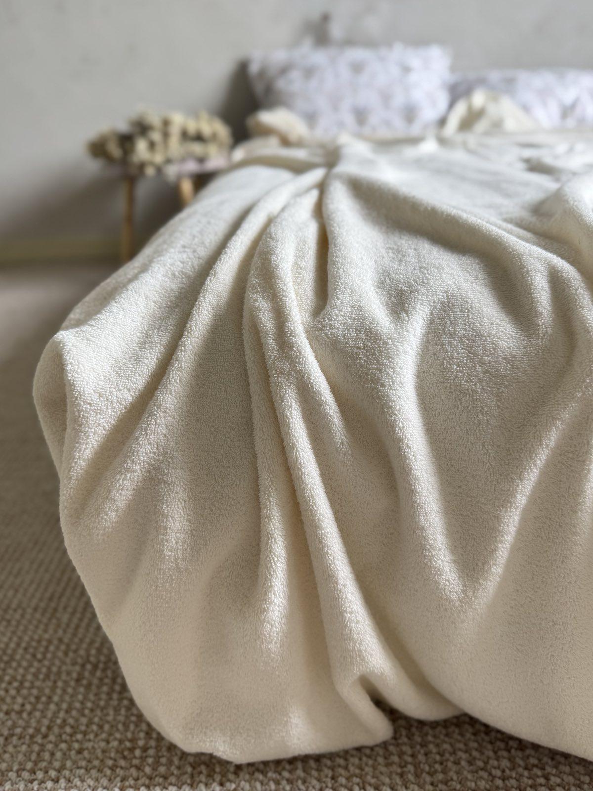 Простынь-покрывало махровое ZEINTEX MADEIRA хлопковое 150х220 см Молочный (26982210) - фото 6