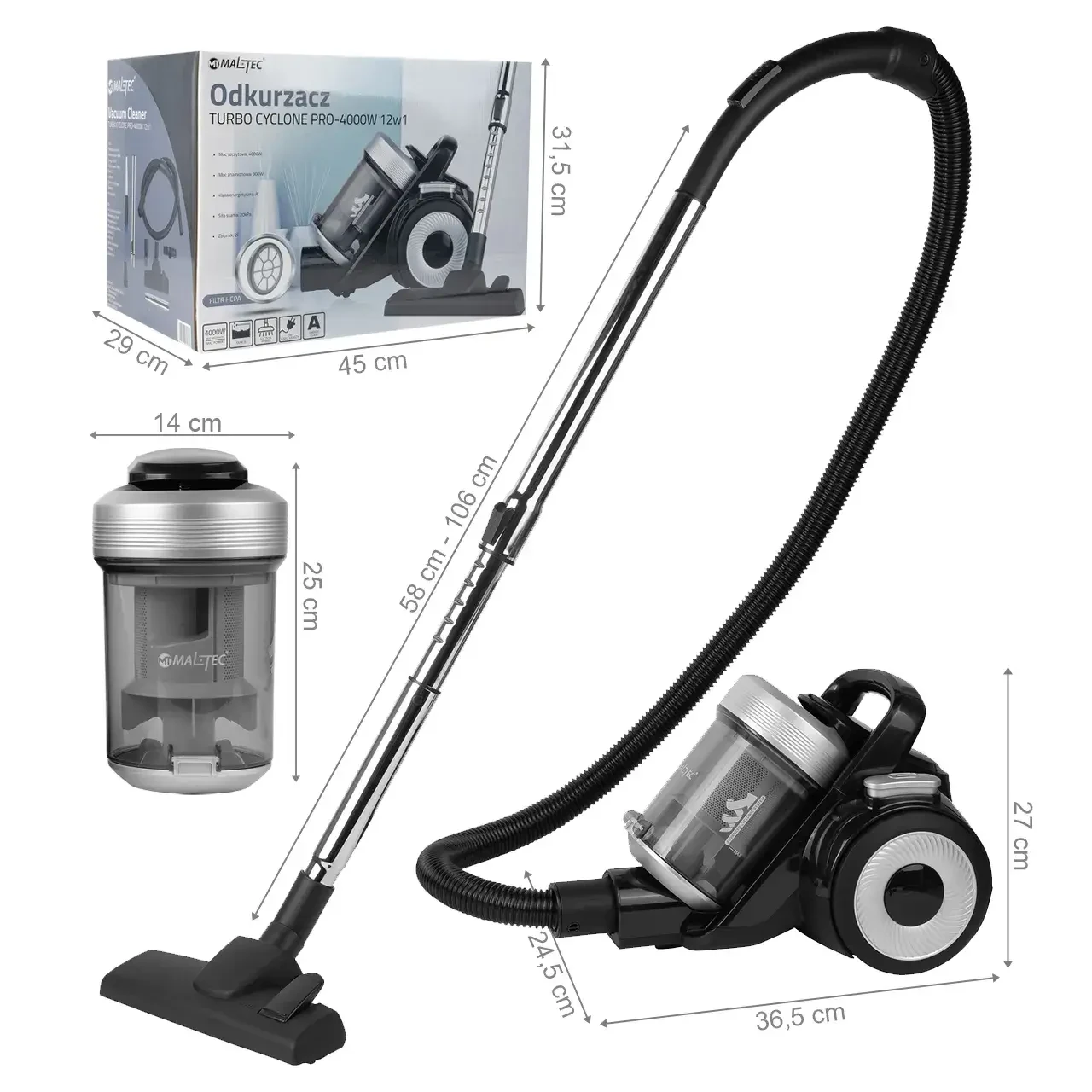 Пилосос циклонний MalTec з турбощіткою (2762552240) - фото 3