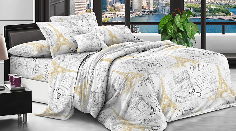 Комплект постельного белья Welcome to Paris полуторный полиестер 150х220 см (T75-20485/1.5)