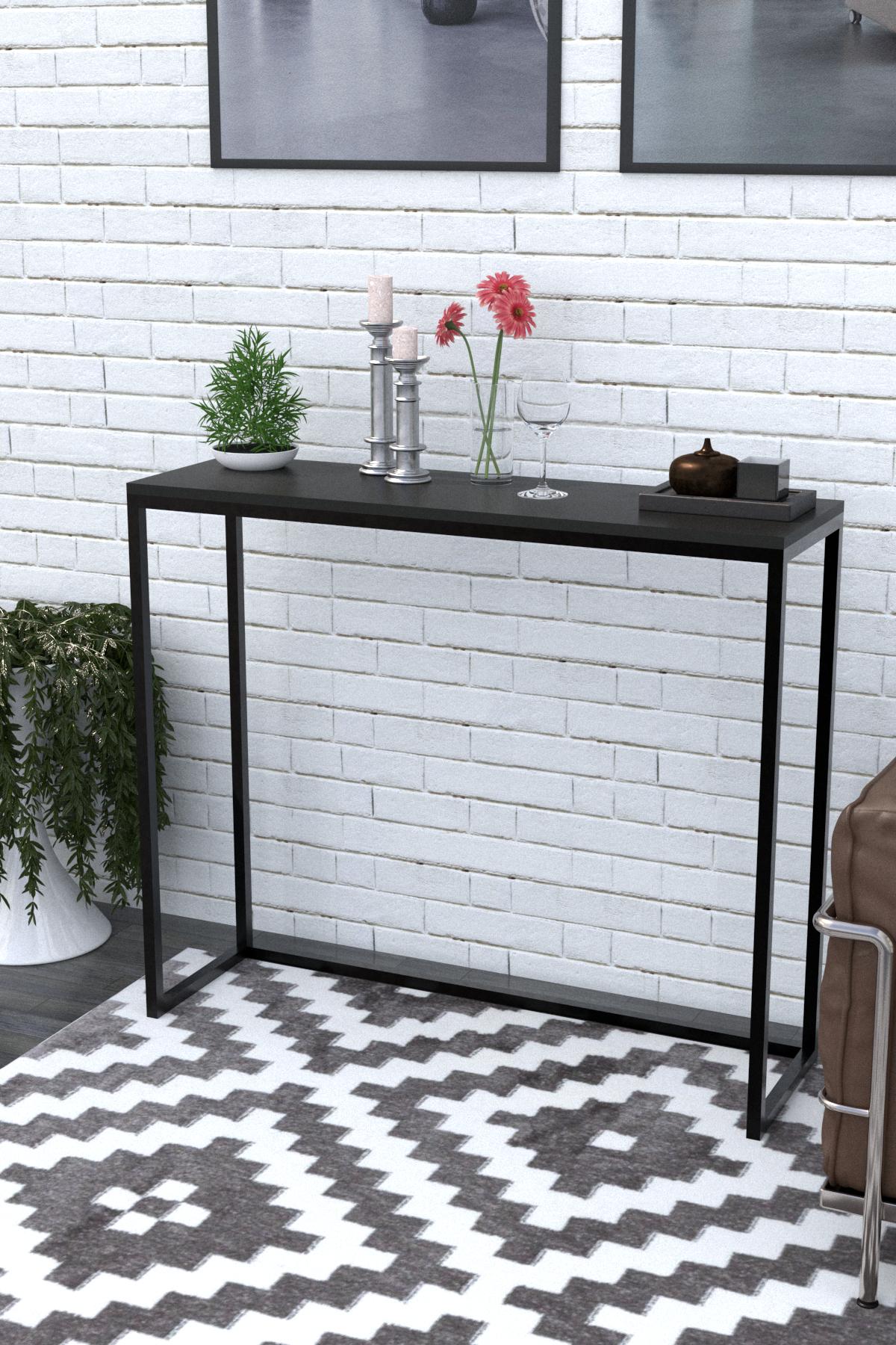 Столик консольный EcoLoft DSP-1157 в стиле черный лофт (24365649)