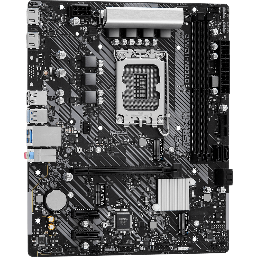 Материнська плата ASRock B760M-H2/M.2 Intel B760/S1700/MicroATX/2хDDR5 DIMM (3d805264) - фото 2